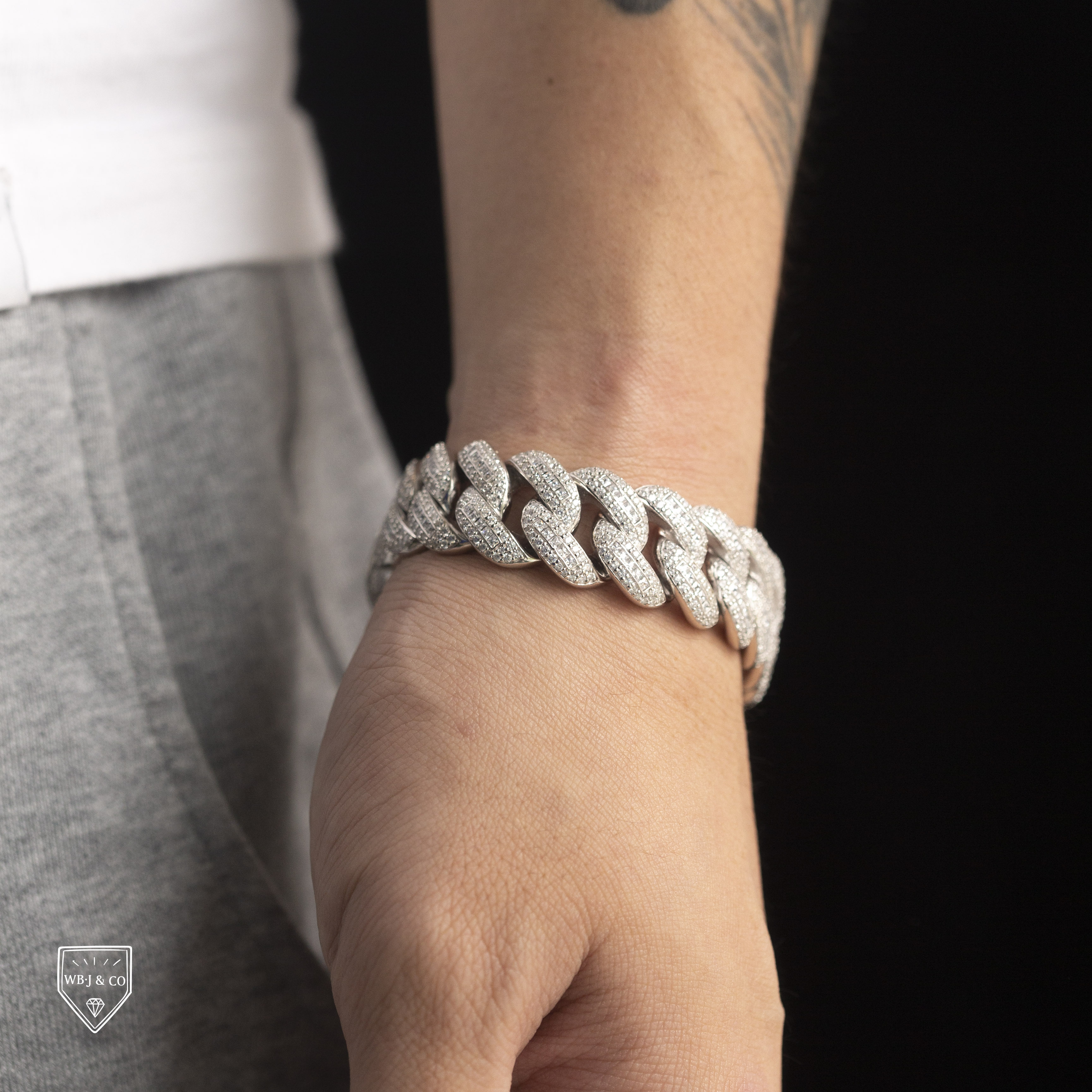 17mm 公主方拼鑲古巴手鍊