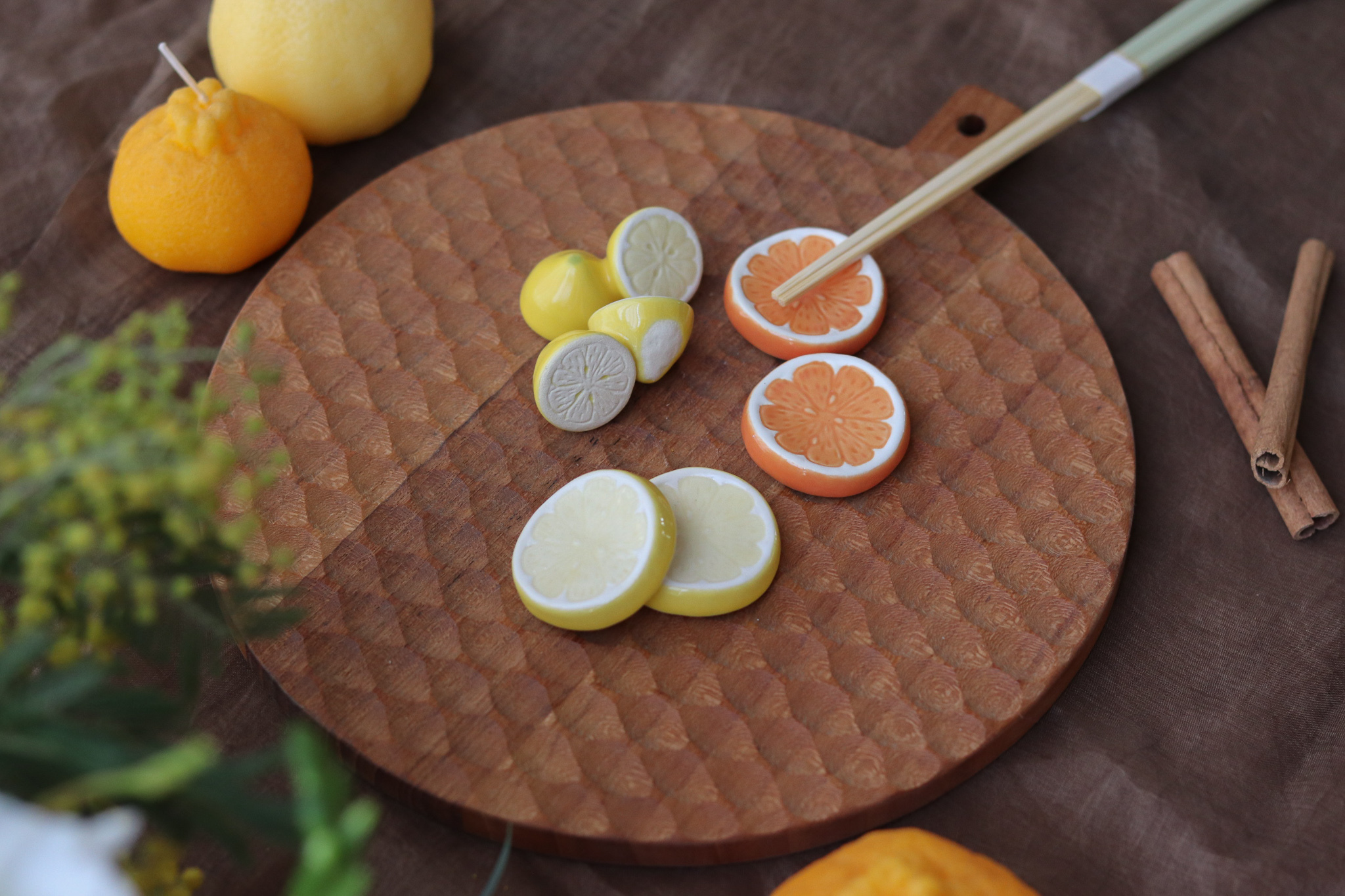 日本 手作 柑橘 水果 筷架