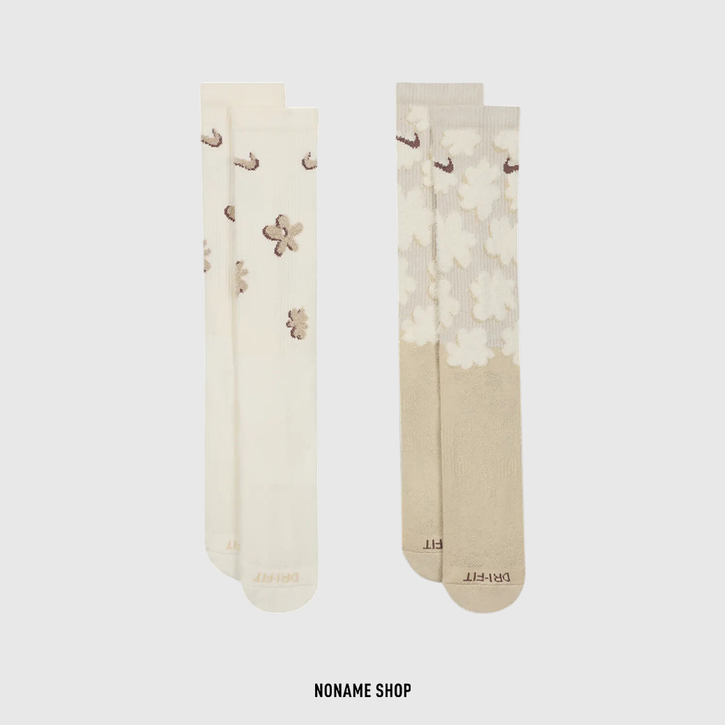NIKE EVERYDAY PLUS 刺繡 小花 長襪 兩色一組 襪子
