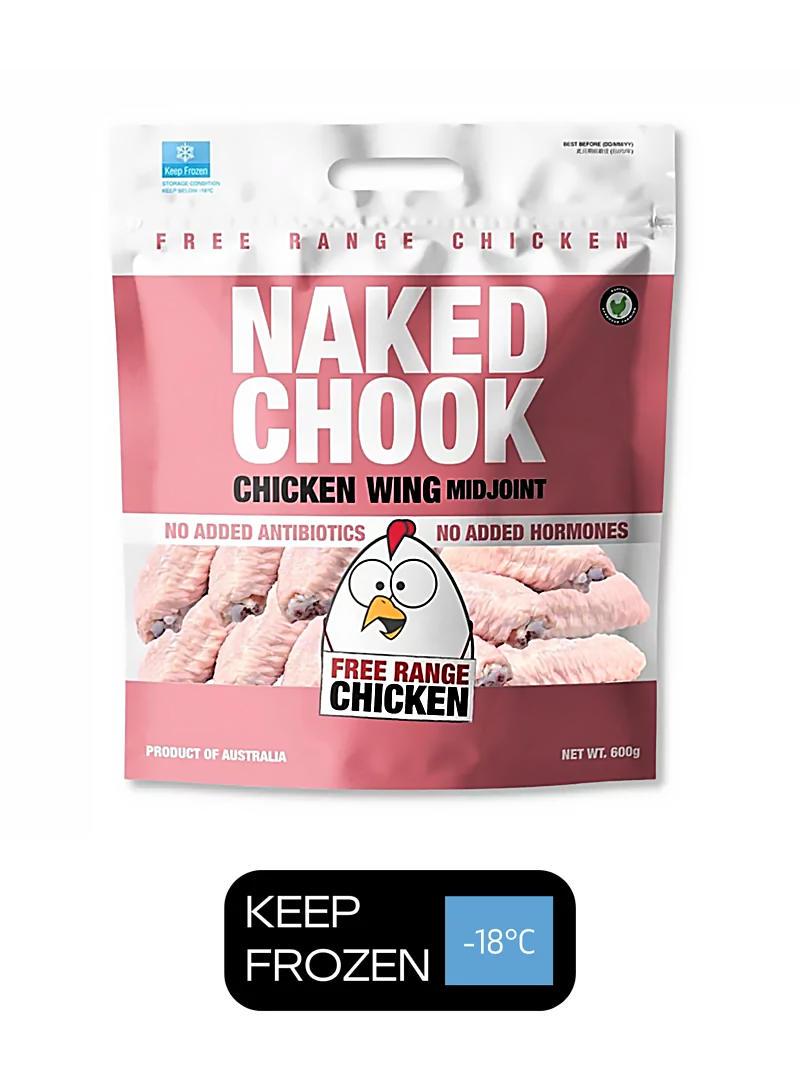 澳洲(Naked Chook)自由放牧無激素雞中翼 600克/ 包 (-18℃)
