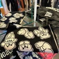 [S] MOSCHINO ALL OVER TEDDY BEAR PRINT SCARF,BLACK, 8056209102740 (SM667)