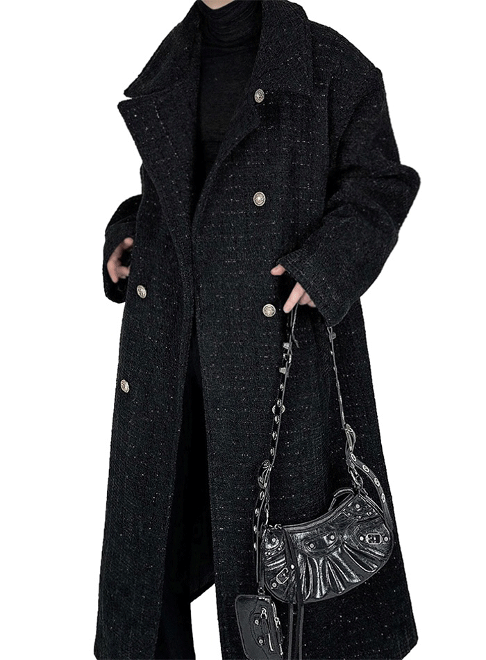 (韓國獨家特價)伊甸園小香粗花呢長款大衣