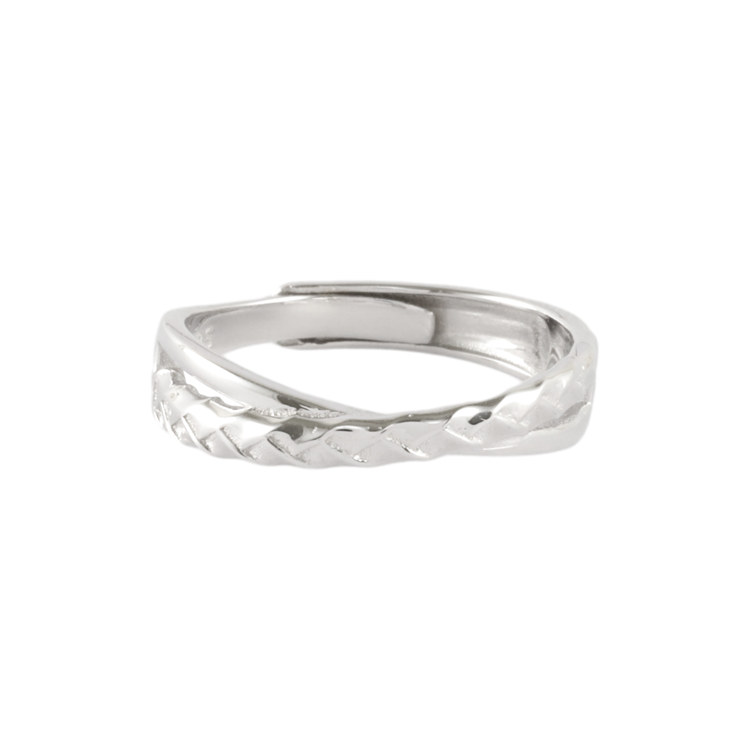 純銀對戒，情侶戒指 菱格交織；時光交匯 見證愛的緊密聯繫（3663男款）