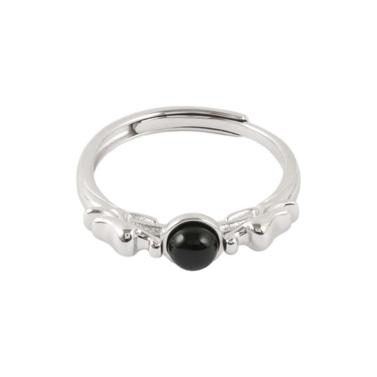 新品-純銀對戒，情侶戒指 龍形設計；深邃黑瑪瑙蘊藏無窮智慧（3664男款）