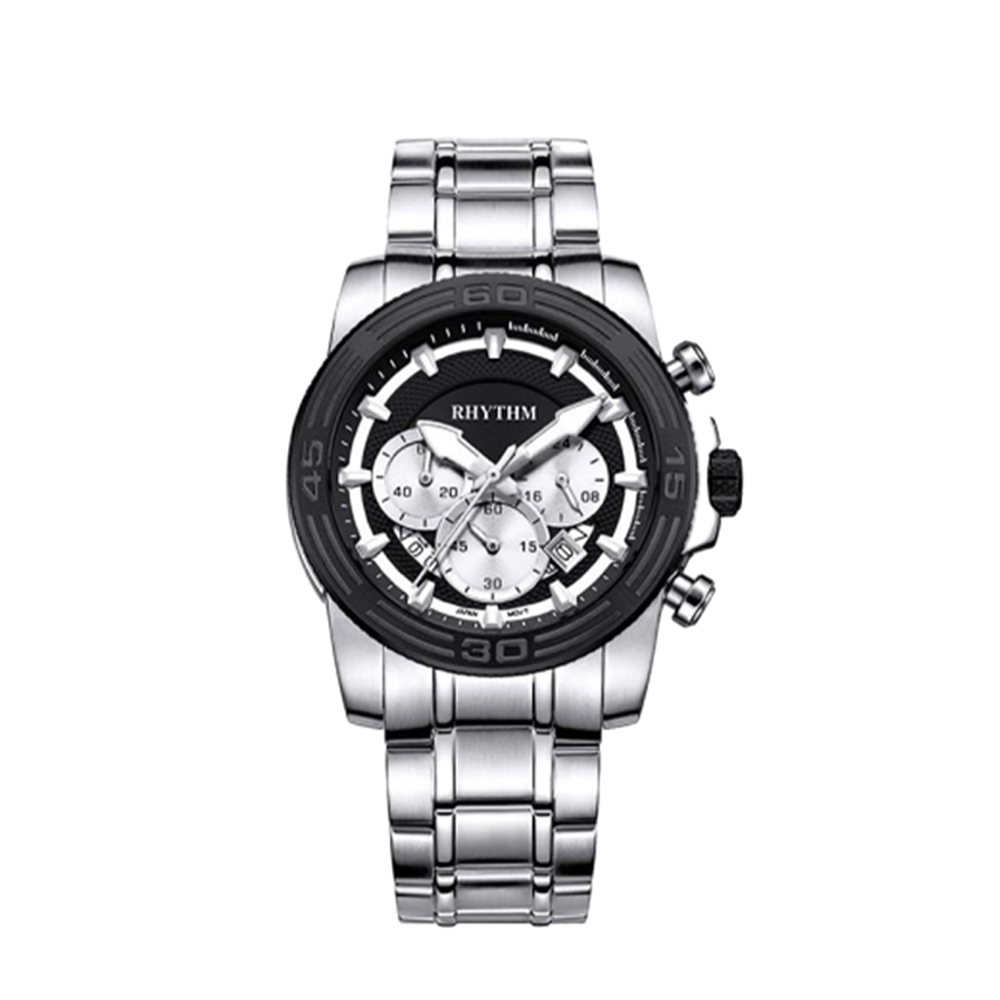 【Rhythm 麗聲】高級時尚真三眼六針不鏽鋼手錶-S1409S-