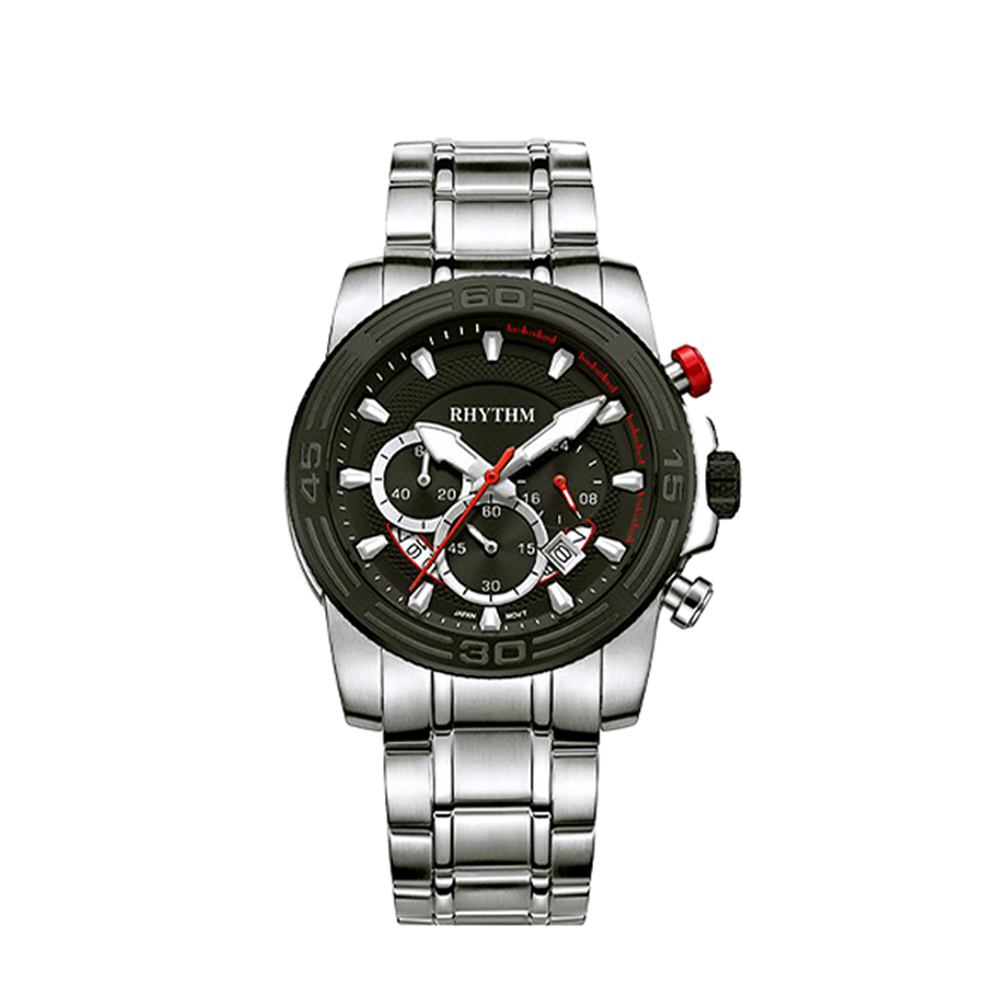 【Rhythm 麗聲】高級時尚真三眼六針不鏽鋼手錶-S1409S-