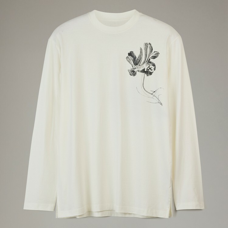 【 Y-3 GFX LS TEE 花卉圖案長TEE - 米白  】