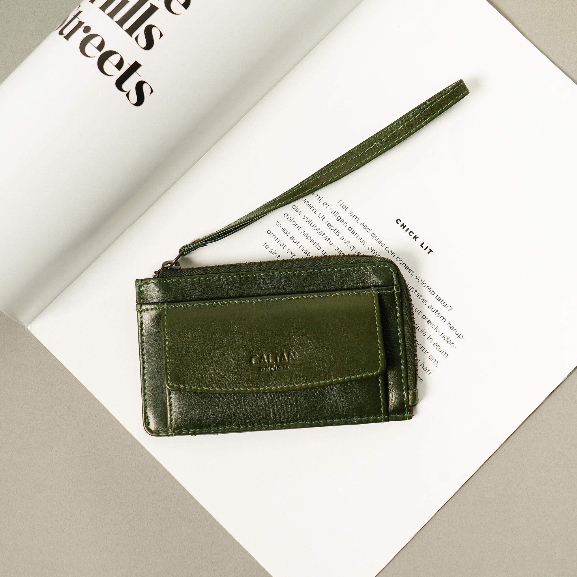 真皮手掛卡夾零錢包-四色(075128)