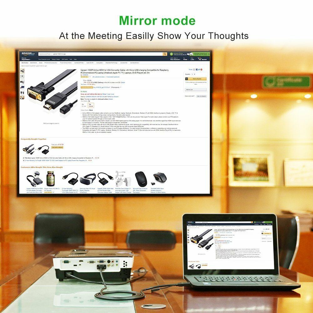 UGREEN - 30449 HDMI 轉 VGA(公) 圓線 – 不帶音頻 設 USB 輔助供電 – 1.5米 黑色