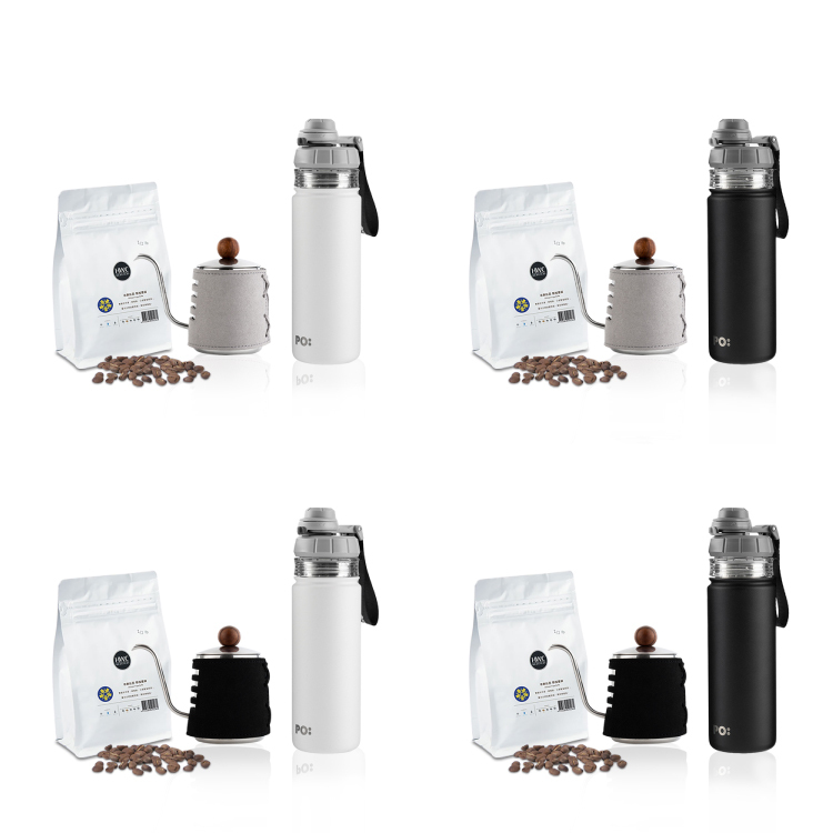 PO: 黑沃咖啡選品｜耶加雪菲咖啡三件組(手沖壺-共2色/醇泡保溫杯-共2色)