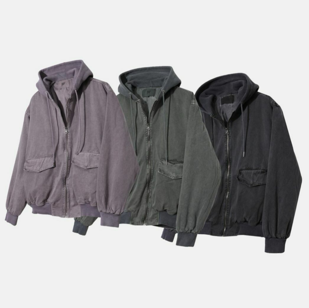 洗水淨色連帽拉鍊外套(薄抓毛底) PEPPER-005JK