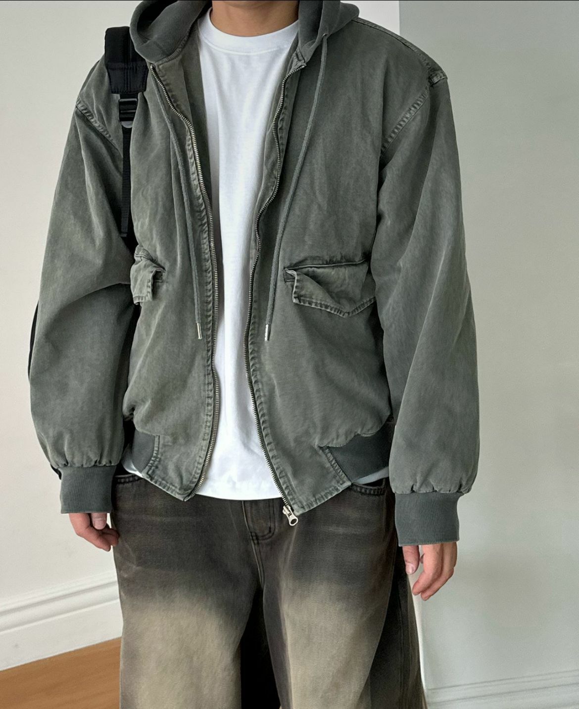 洗水淨色連帽拉鍊外套(薄抓毛底) PEPPER-005JK