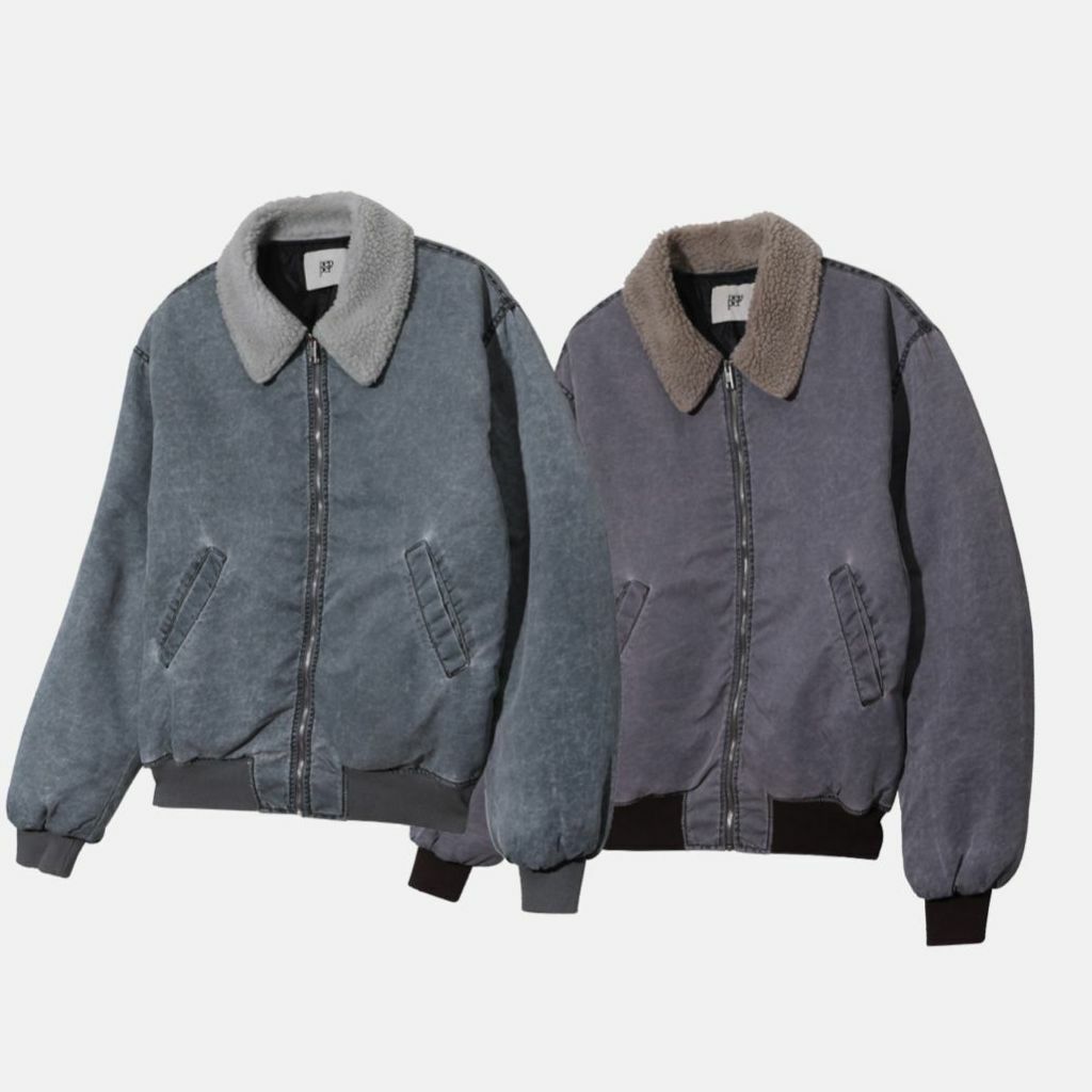 洗水淨色毛毛領拉鍊外套(薄夾棉) PEPPER-007JK