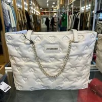 [S] LOVE MOSCHINO JC4036PP1FLD0110 HEART QUILTED TOTE BAG,WHITE, 71264100003 (SLM211)