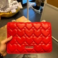 [S] LOVE MOSCHINO JC4248PP0CKG0500 QUILTED HEART SHOULDER BAG,RED, 8059965000053 (SLM212)