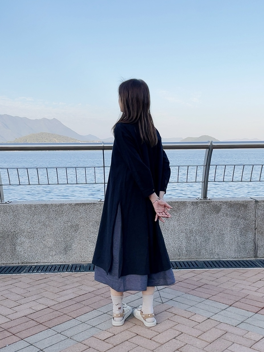 ｛Special Price｝黑色拼灰色雙層連衣裙【日本直送】