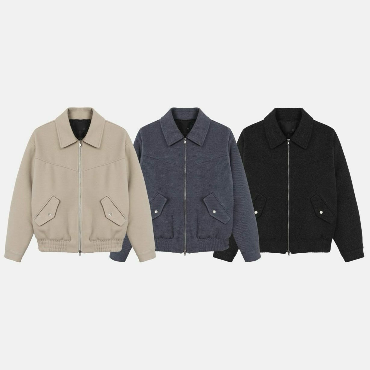 淨色反領拉鍊外套(薄夾棉) RUN-019JK