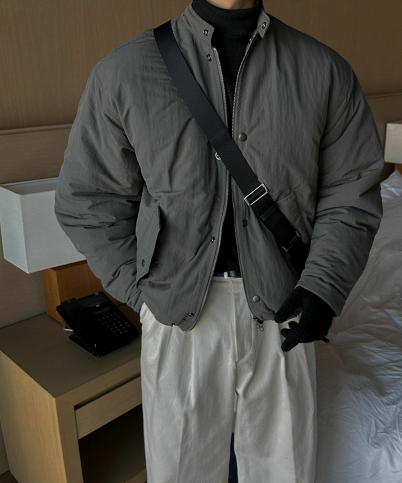 淨色企領拉鍊外套(薄夾棉) RUN-022JK