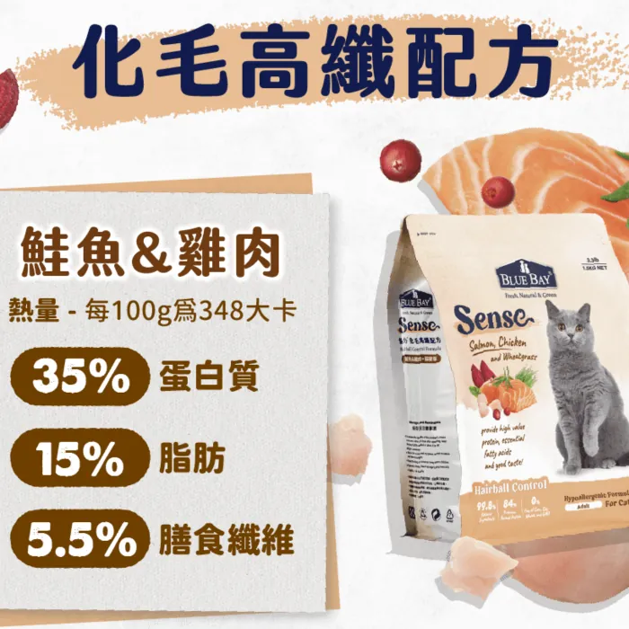 Blue Bay SENSE Series Chicken with Salmon (Hairball Control) Cat Food 13.6kg