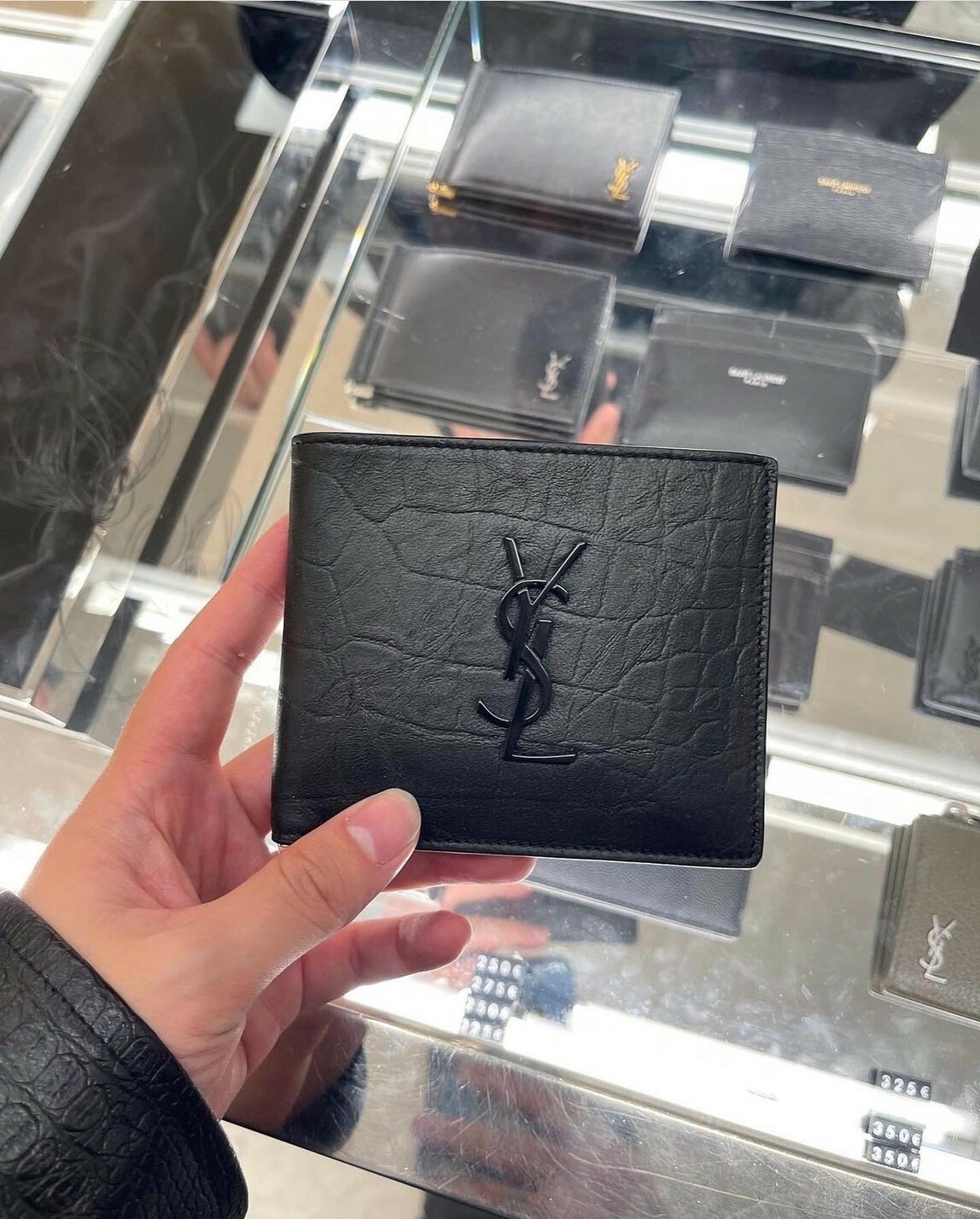 Saint Laurent 聖羅蘭 鱷魚紋皮革 八卡短夾