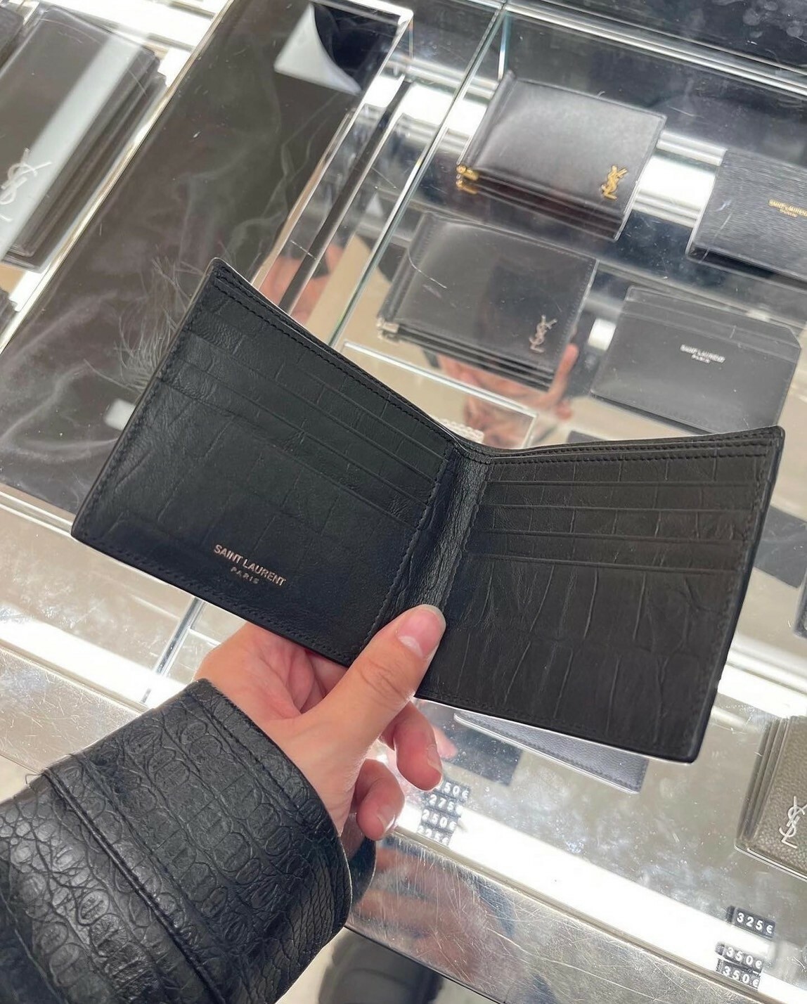 Saint Laurent 聖羅蘭 鱷魚紋皮革 八卡短夾