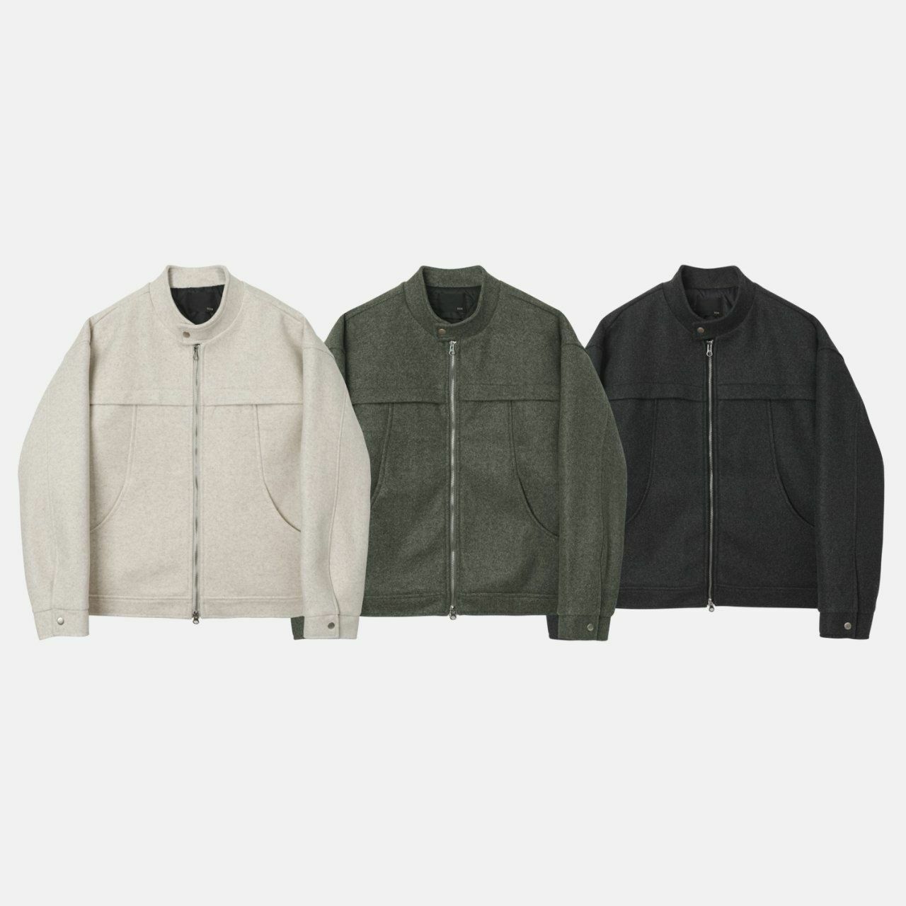 淨色企領拉鍊外套(薄夾棉) RUN-024JK