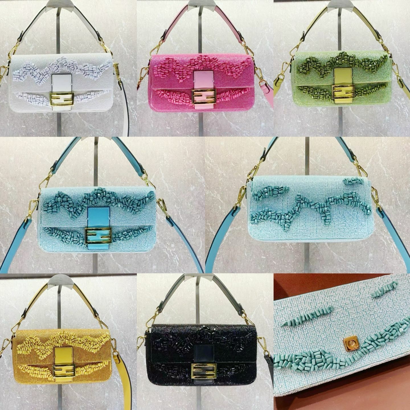 FENDI 微型珠飾及多切面寶石刺繡 Baguette 手袋