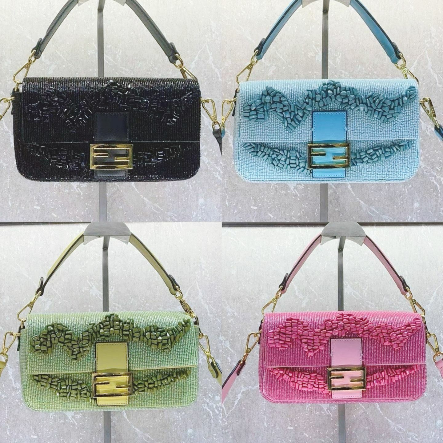 FENDI 微型珠飾及多切面寶石刺繡 Baguette 手袋