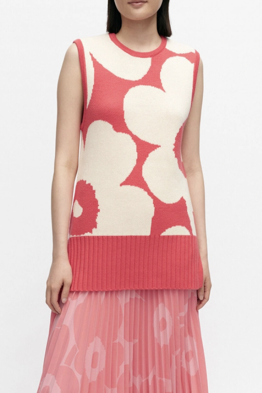 粉紅unikko背心| Tilma Unikko Knitted Wool Vest