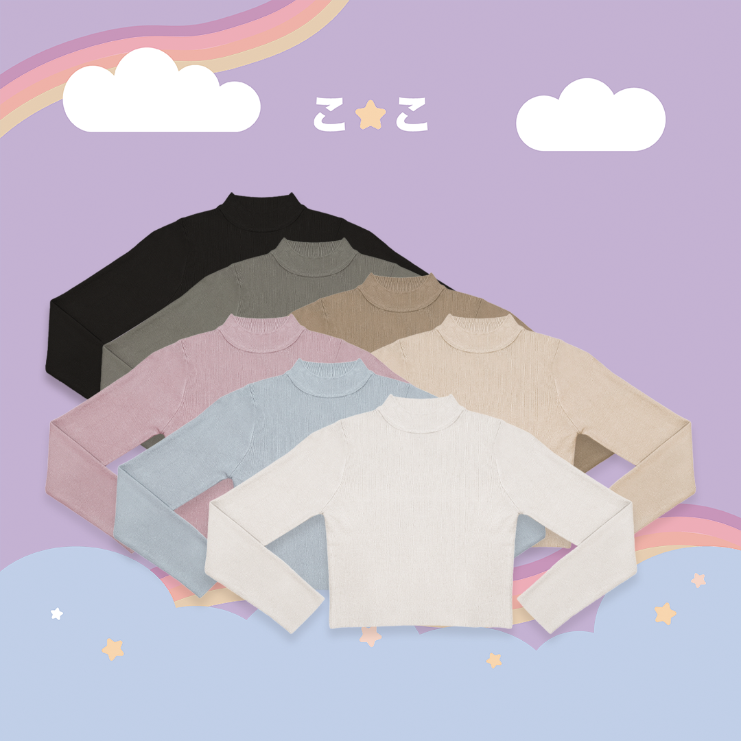 こ♡こ 立領短版針織上衣