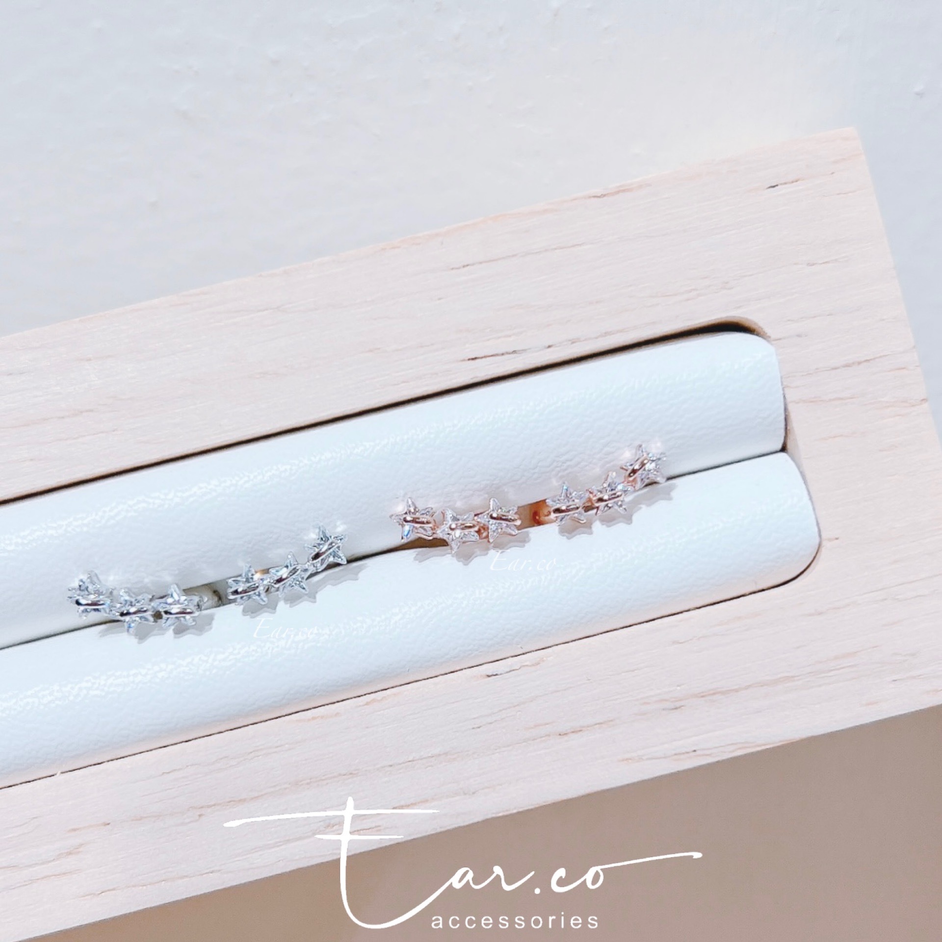 三連星皓石純銀耳珠/耳骨釘 [一對] #P038