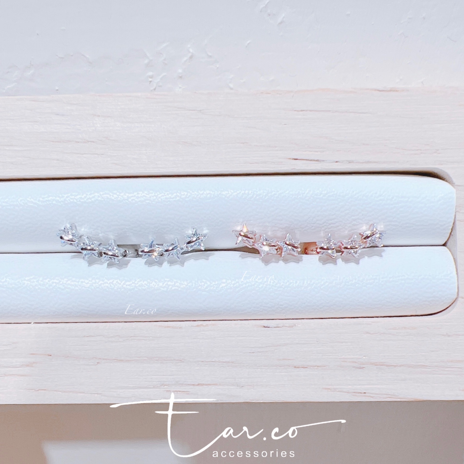 三連星皓石純銀耳珠/耳骨釘 [一對] #P038