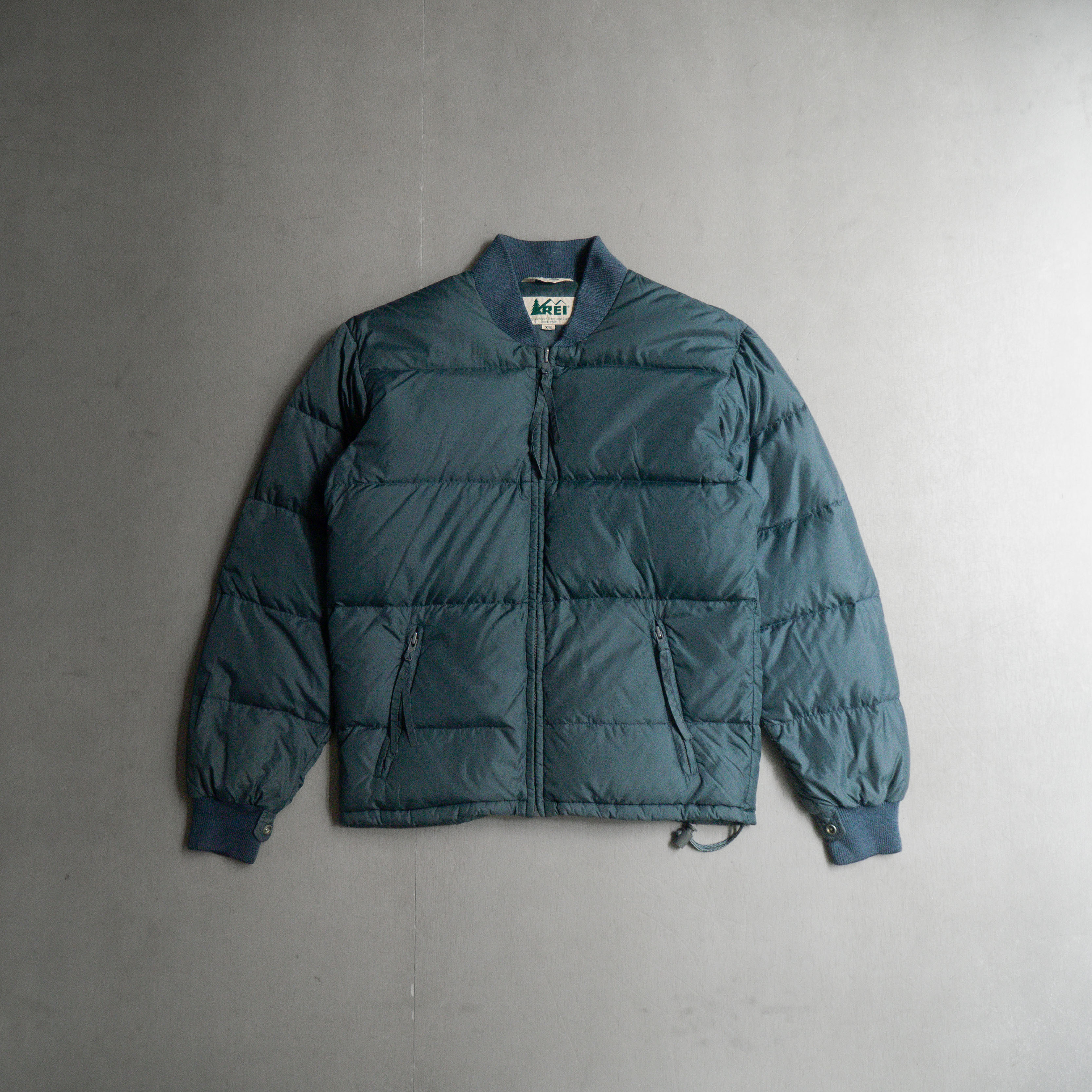 90S REI DOWN PUFFER JACKET 美國 灰藍色 衍縫 羽絨 防風 夾克 外套