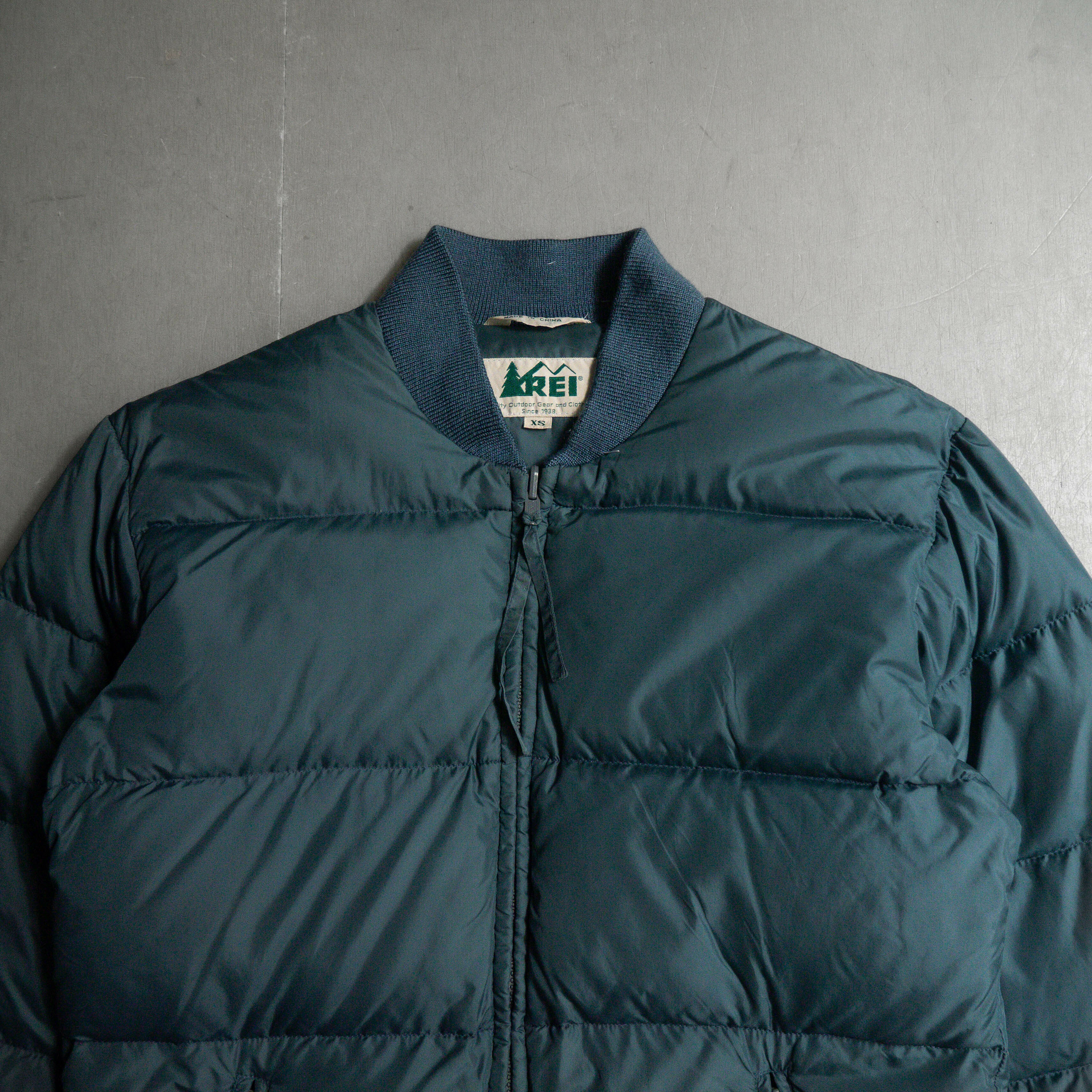 90S REI DOWN PUFFER JACKET 美國 灰藍色 衍縫 羽絨 防風 夾克 外套