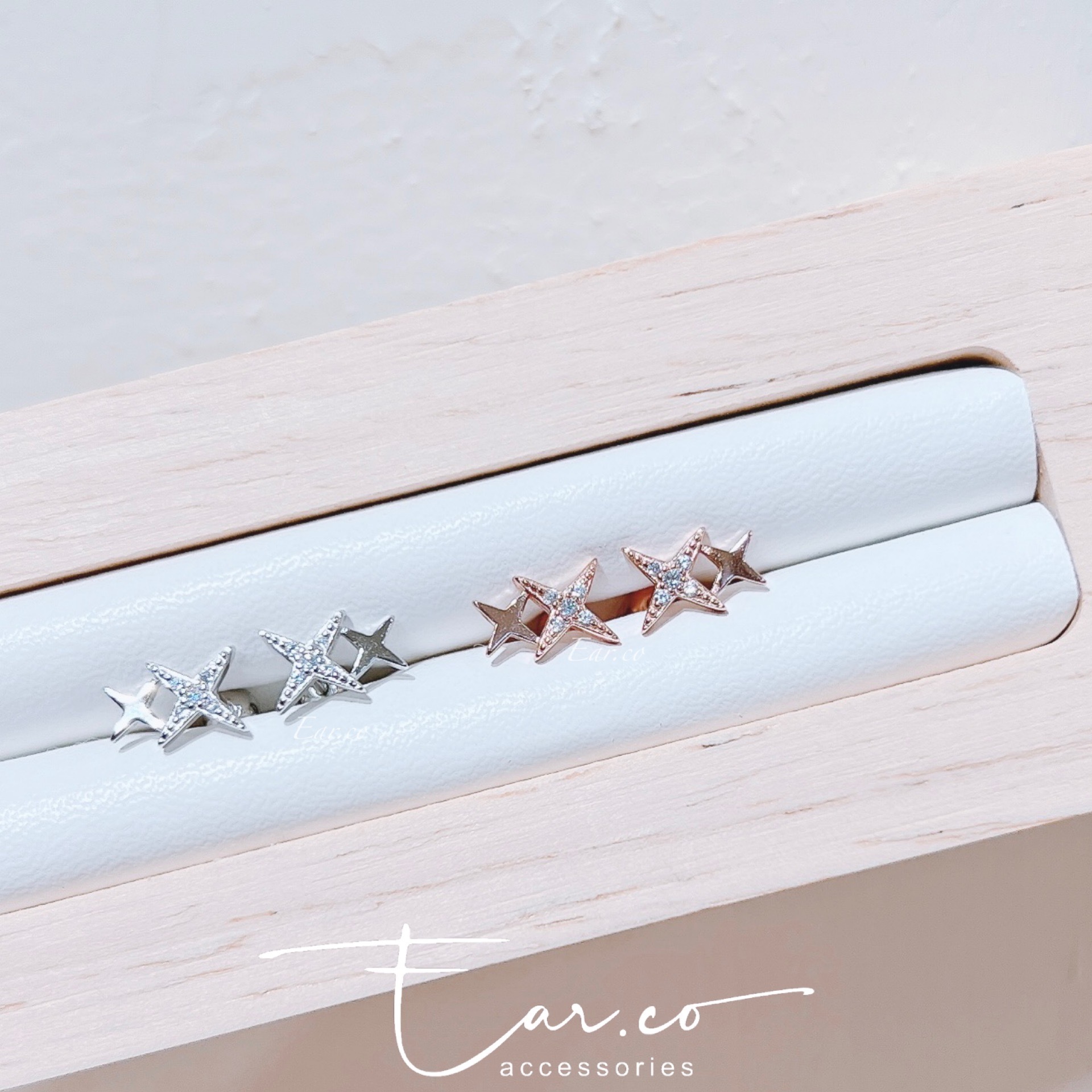 閃石星芒純銀耳珠/耳骨釘 [一對] #P036