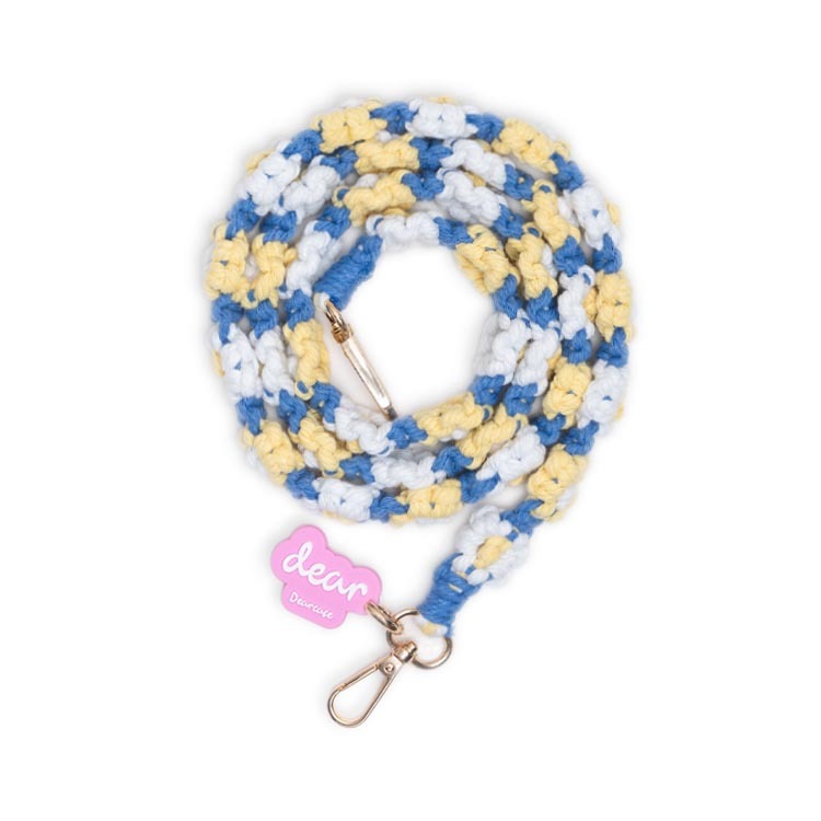 (朝氣藍) 清新花朵 手工編織掛繩 長背帶掛繩 (含墊片)