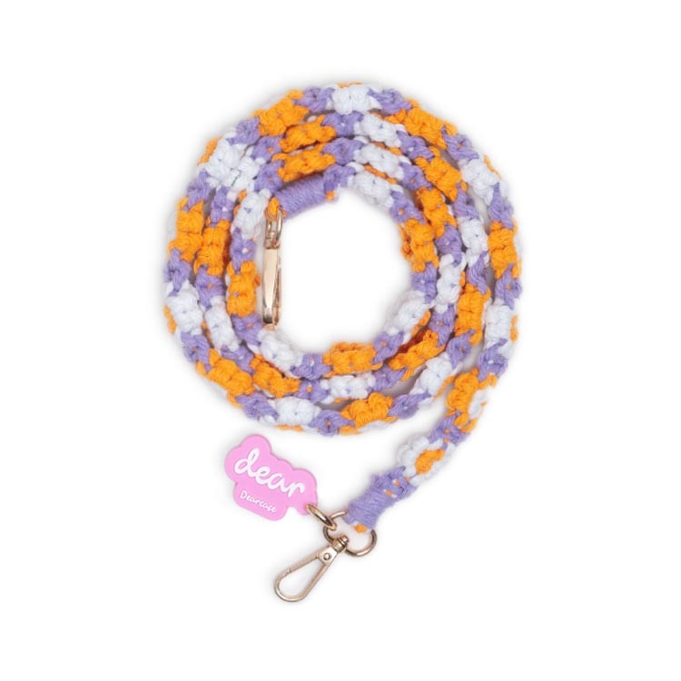 (紫日葵) 清新花朵 手工編織掛繩 長背帶掛繩 (含墊片)