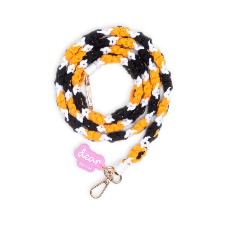 (黑南瓜) 清新花朵 手工編織掛繩 長背帶掛繩 (含墊片)