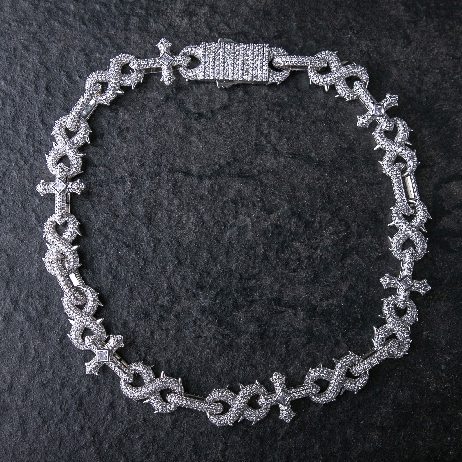 20mm滿鑲荊棘樣式無限十字鍊