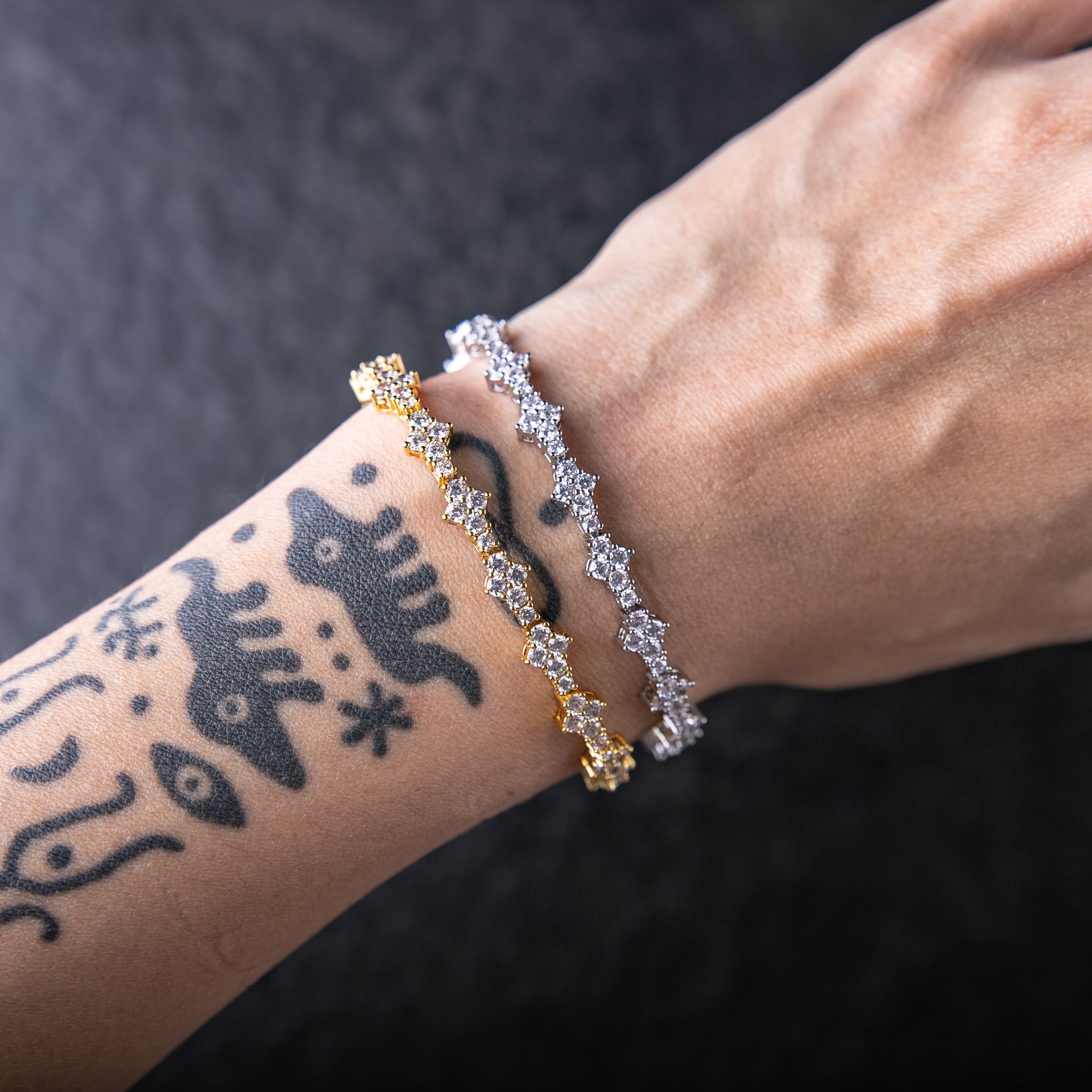 6mm梅花十字架網球手鍊