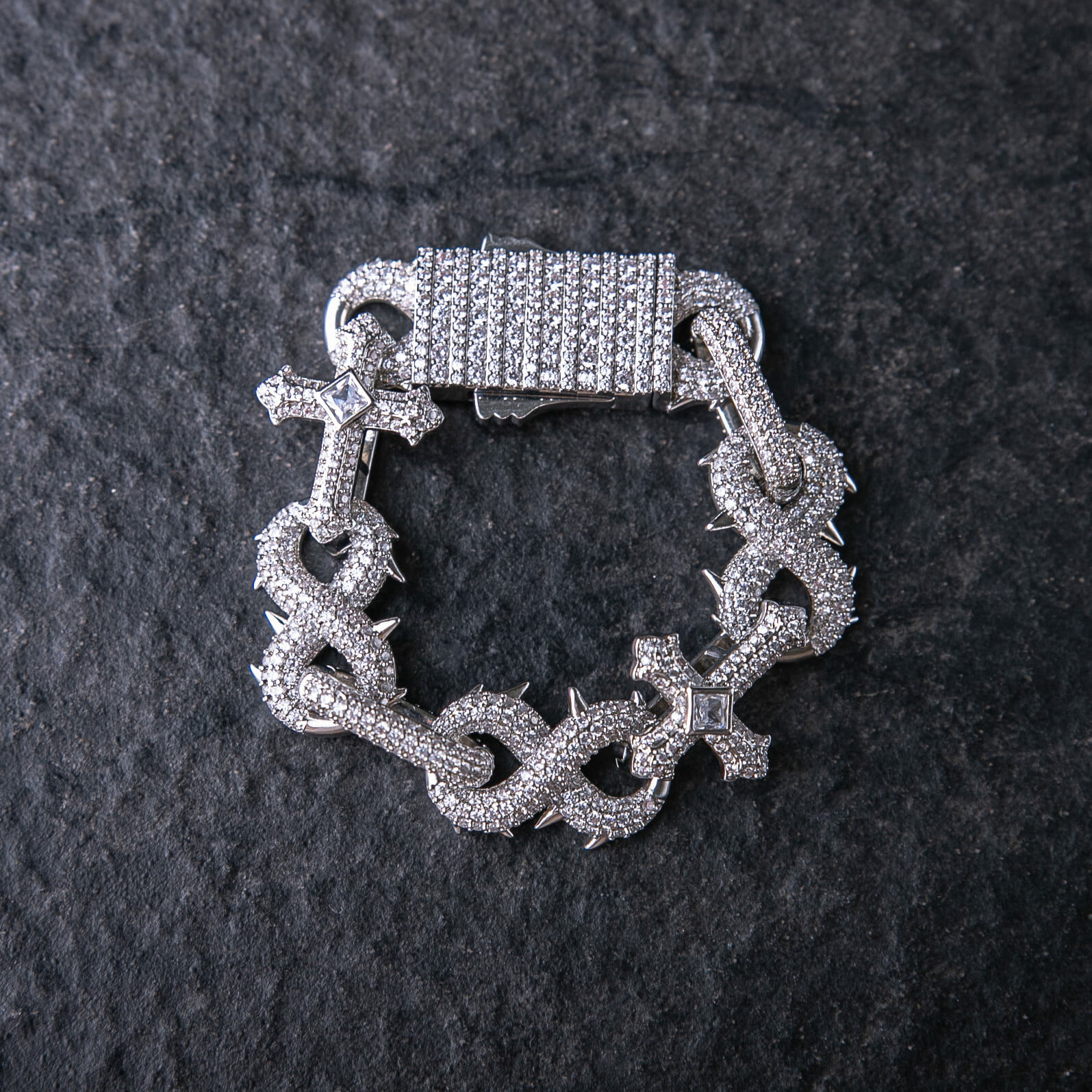 20mm滿鑲荊棘樣式無限十字手鍊