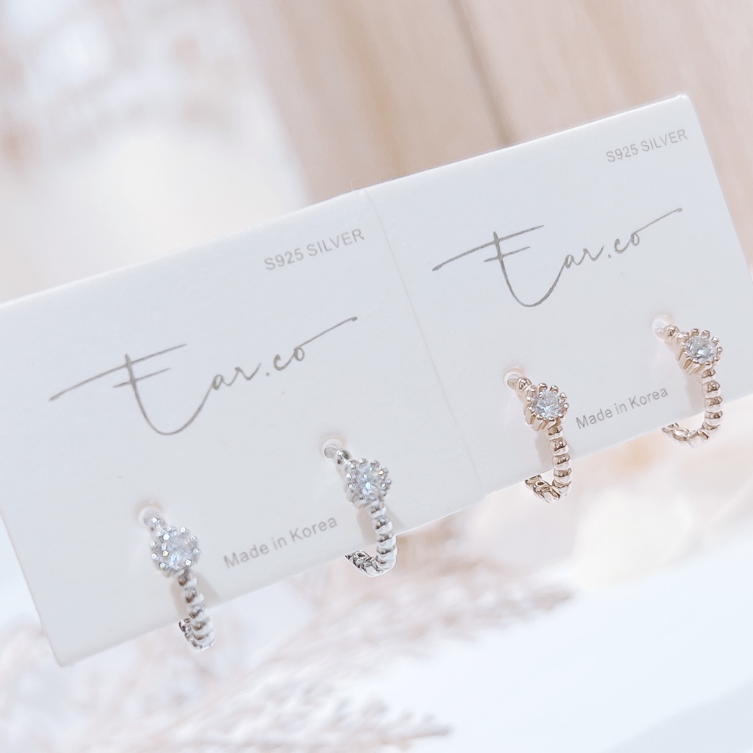 單鑽波波紋理純銀小耳圈 [睡覺不用脫! ] #A925