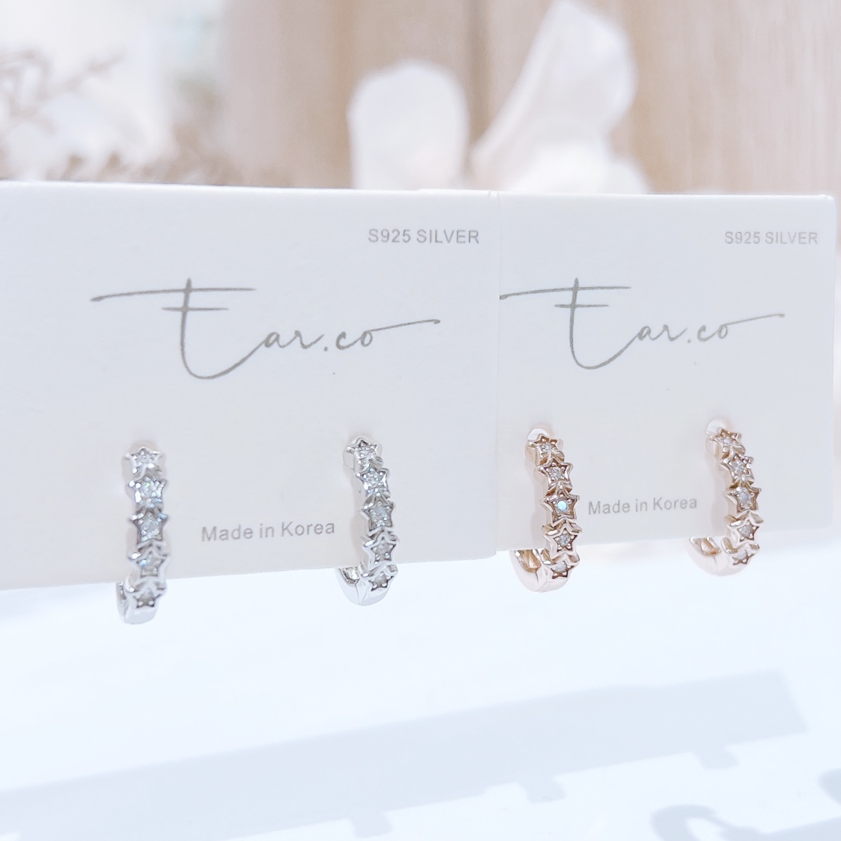 五連星閃石純銀小耳圈 [睡覺不用脫! ] #A924