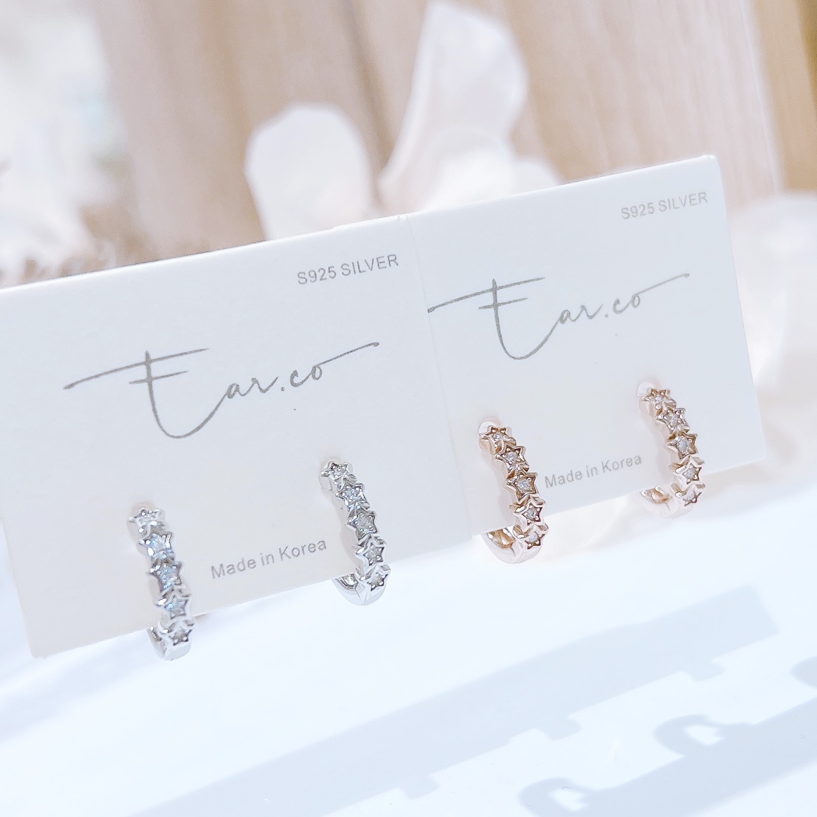 五連星閃石純銀小耳圈 [睡覺不用脫! ] #A924