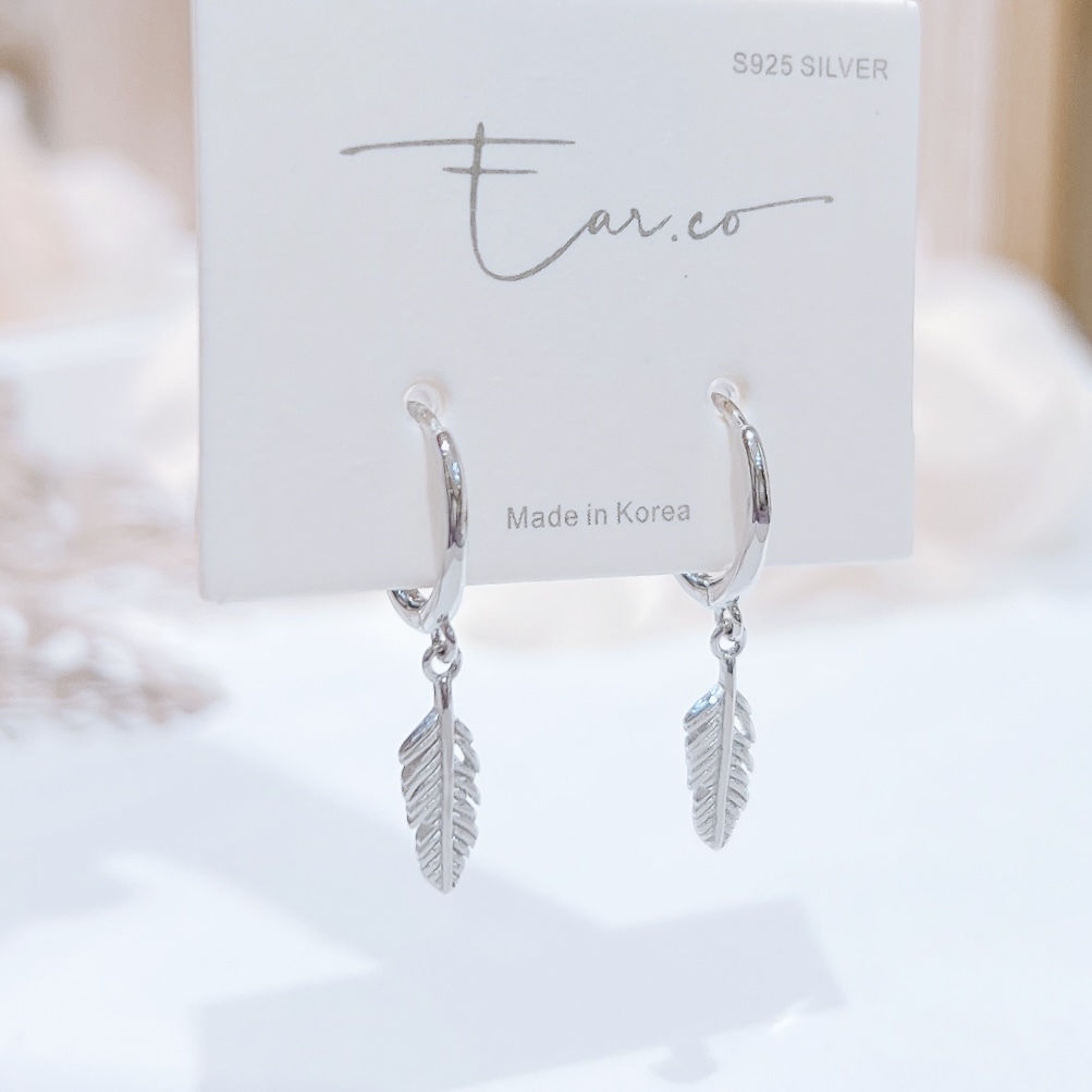 垂釣小羽毛純銀小耳圈 [睡覺不用脫! ] #A922