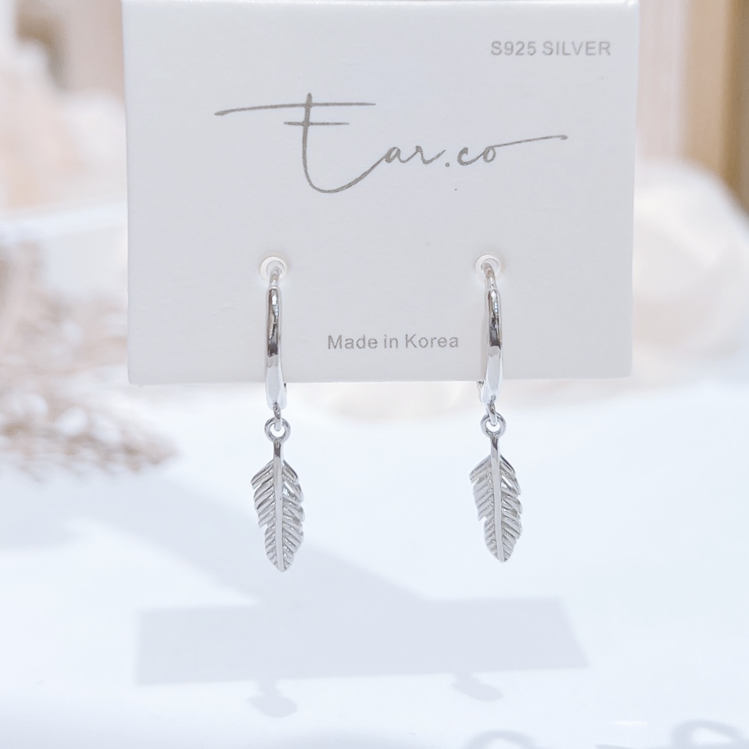 垂釣小羽毛純銀小耳圈 [睡覺不用脫! ] #A922