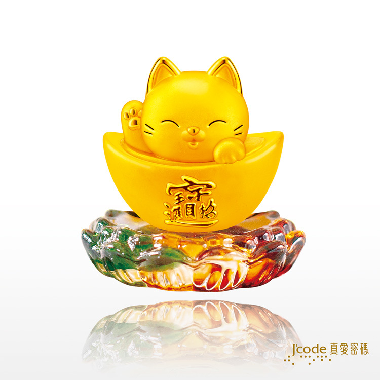 田黃 招財進寶 黃金招財貓-招財進寶黃金藝術擺件| 金寶珍銀樓