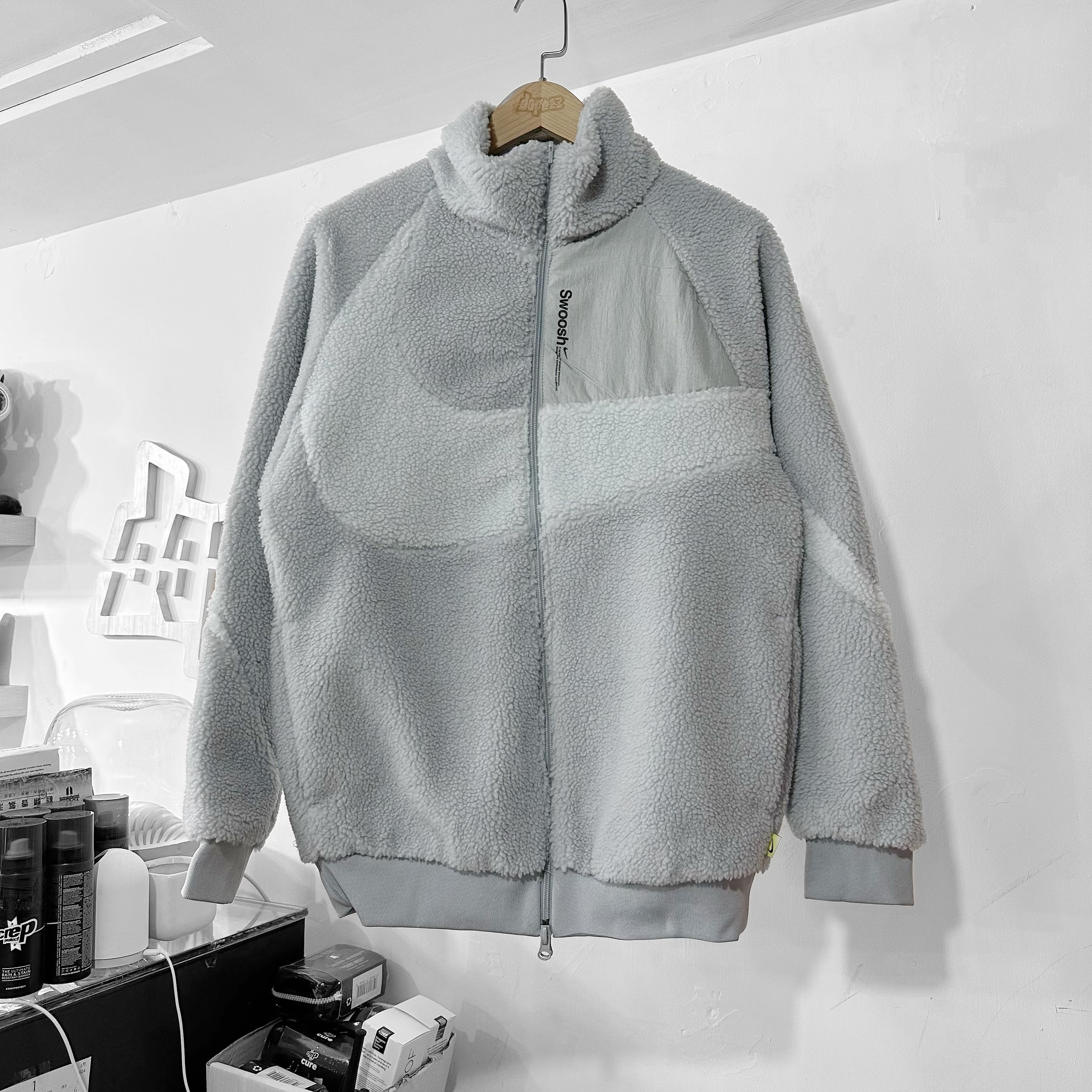 Nike Big Swoosh Jacket Wolf Grey 灰藍色 雙面羊羔毛外套