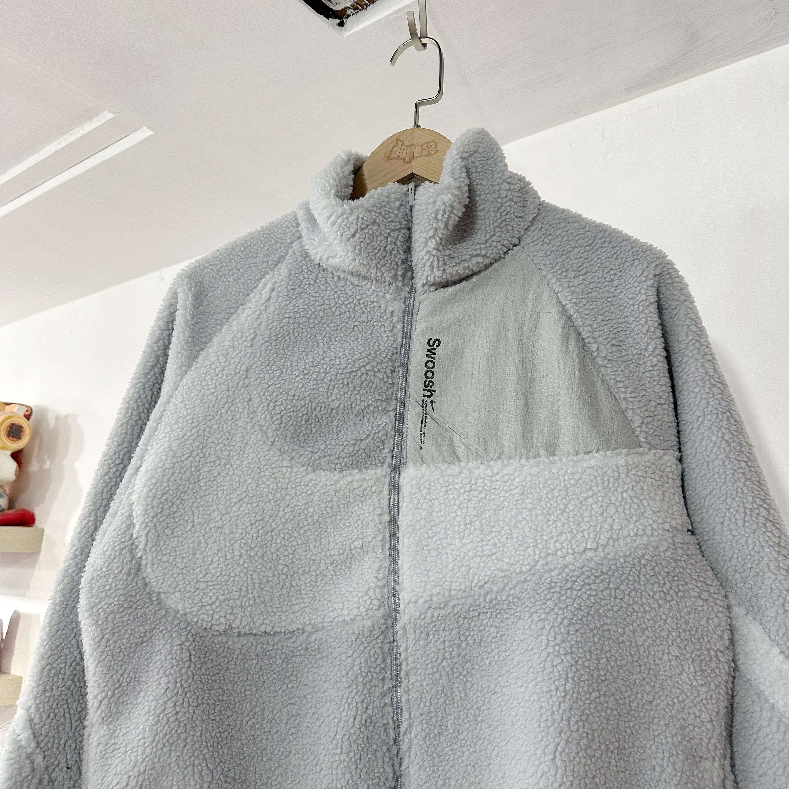 Nike Big Swoosh Jacket Wolf Grey 灰藍色 雙面羊羔毛外套