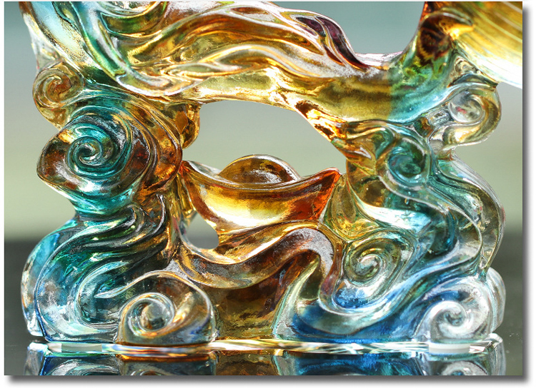 鹿港窯禮品館│琉璃 財富一生 工藝品 擺件│辦公室書房桌面裝飾 生日退休 畢業禮物 客製化刻字紀念品